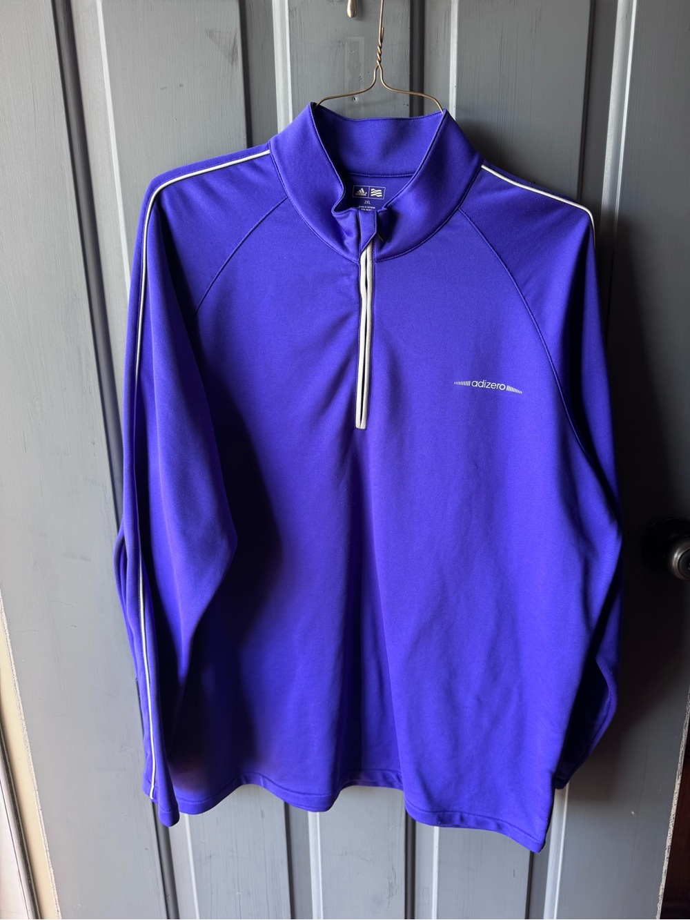 adidas Men's Purple Quarter-Zip Performance Jacket with White Trim